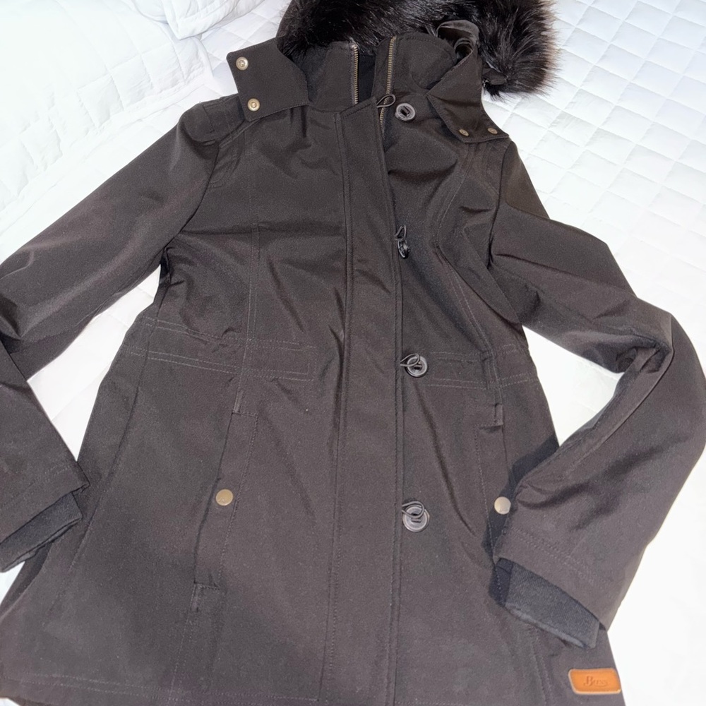 G.H. Bass & Co. Black Ski & Snow Jacket with Fur-Trimmed Hood